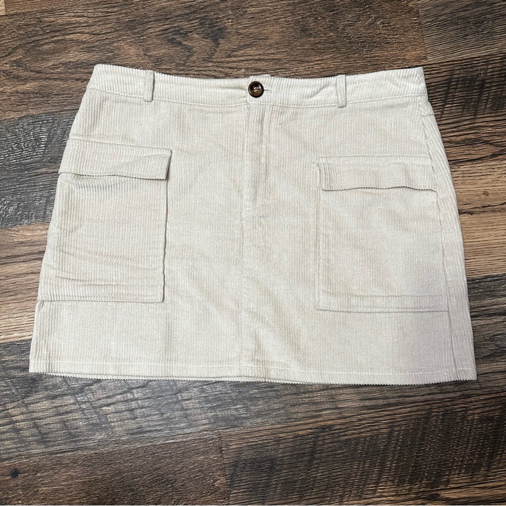 Princess Polly Cream Corduroy Mini Skirt